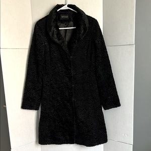 White House Black Market women’s textured/furry black coat, Size S.